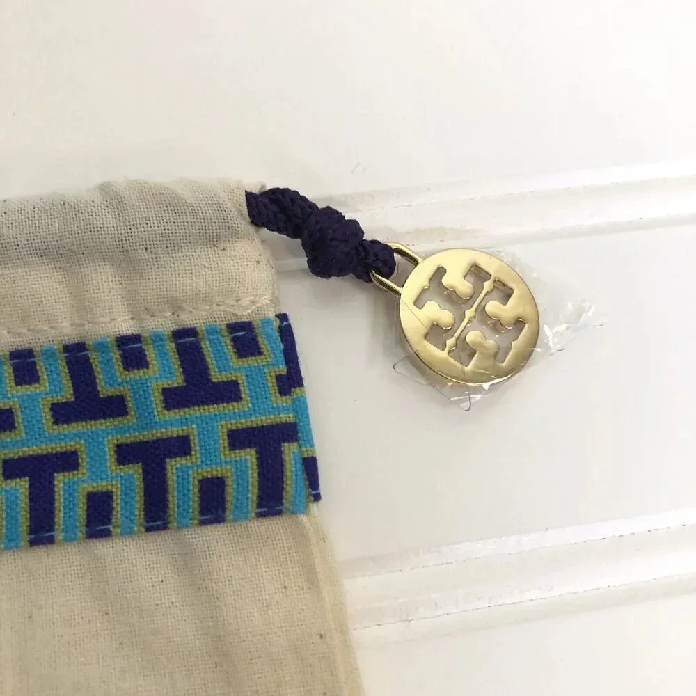 Tory Burch Beige Dust Bag 100% Cotton Drawstring Gold Tone Logo Charm 11.5”x 14”